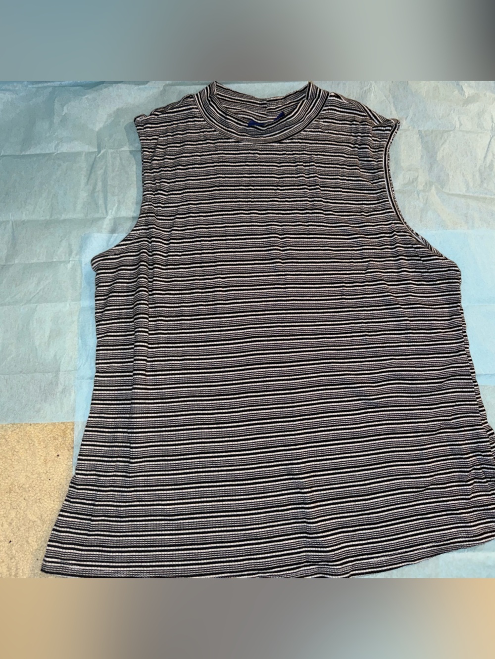 Apt. 9 Sleeveless Striped Mock Neck Top - Black & White